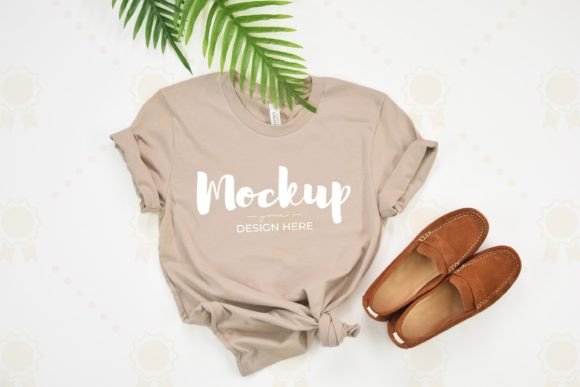 Bella Canvas 3001 Tan Mockup for T-Shirts & Graphics