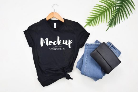 Black Bella Canvas 3001 Shirt Mock Up for Graphics and T-Shirts