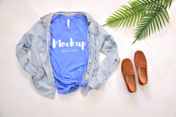 Blue Canva Shirt Mockup for Graphics & T-Shirts