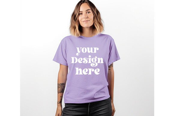 Comfort Colors C1717 Violet Shirt Mockup: Graphics for T-Shirts