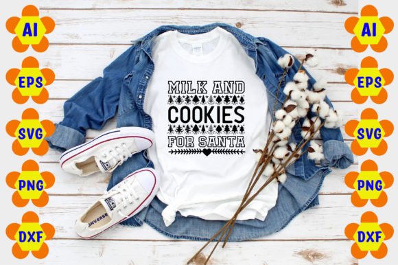 Milk and Cookies for Santa Graphics & T-Shirt Designs