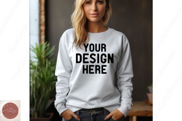 White Bella Canvas 3001 Women Mockup 20: Graphics for Hoodies Sweatshirts
