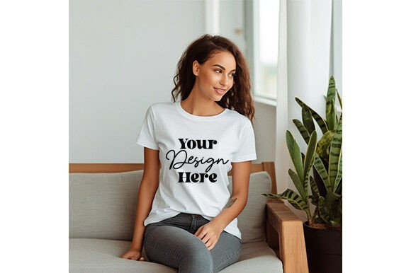White Bella Canvas 3001 Women Mockup 60: Graphics for T-Shirts