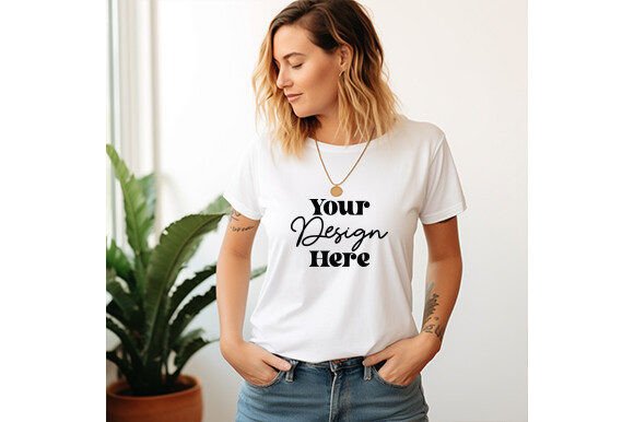 White Bella Canvas 3001 Women Mockup 66: Graphics for T-Shirts