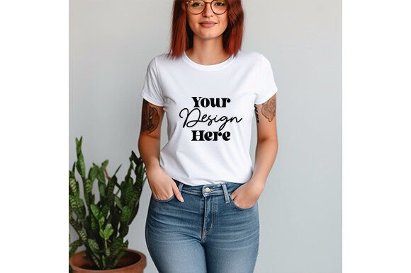 White Bella Canvas 3001 Women Mockup 96: Graphics for T-Shirts