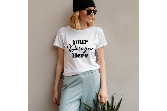 White Bella Canvas 3001 Women Mockup: Graphics for T-Shirts